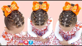 Penteado Tranças Transpassadas com Coque | Criss Cross Pull Through Braids | Bun Hairstyle for girls