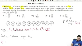 QUESTÃO 44 DA PROVA DO ITA 2019 - 1°FASE | PROBABILIDADE e ANÁLISE COMBINATÓRIA