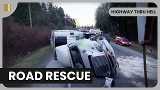 Trailer Flip & Snow Rescue - Highway Thru Hell - S04 EP09 - Reality Drama