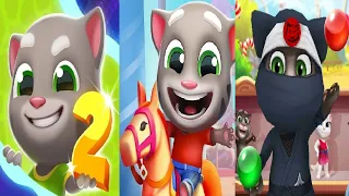 TALKING TOM GOLD RUN 2 VS TALKING TOM FUN FAIR VS Talking Tom Bubble Shooter Ninja Tom Gameplay