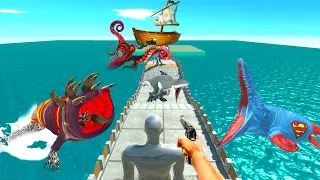 FPS AVATAR vs Aquatic Monsters vs CARNIVORE DINOSAURS DEADLY ROAD PARKOUR - ARBS