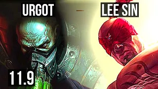 URGOT vs LEE SIN (TOP) | Rank 3 Urgot, 9/0/2, Legendary | KR Grandmaster | v11.9