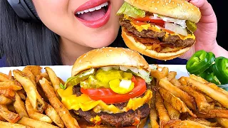 ASMR CHEESEBURGER & FRIES COMPILATION (FIVE GUYS) EATING SOUNDS | ASMR Phan