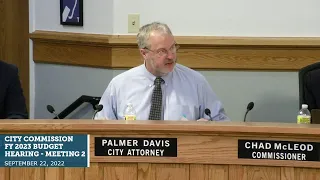 City Commission FY 2023 Budget Hearing Meeting 2 - September 22, 2022