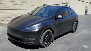 Tesla Model Y wrapped in 3m Satin Black