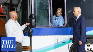 Biden touts infrastructure plan with tour at La Crosse Municipal Transit Utility