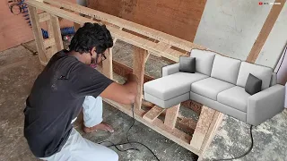 DIY SHOCKER: Make Your Own L Shaped Sofa Frame!"//How To make L shape Sofa Frame/ L shape Sofa Make