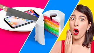 CAKE VS REAL FOOD CHALLENGE || Eating Only Cakes Look Like Everyday Objects! By 123 GO! CHALLENGE