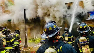 FDNY BOX 9623 - FDNY BATTLING MAJOR 5TH ALARM FIRE IN COMMERCIAL ESTABLISHMENT ON JAMAICA AVENUE NYC