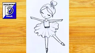 So cute ballerina drawing/ Easy drawings for girls/Dancing girl sketching with pencil