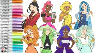 Disney Princess Makeover as Rainbow High Coloring Book Compilation Poppy Skyler Lily Daphne