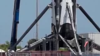 SpaceX Falcon 9 Booster 028 JCSAT-16 in Port Canaveral on her transfer cradle.