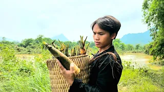 Go to the forest to pick bamboo shoots - bring them to the market to sell | orphans' lives