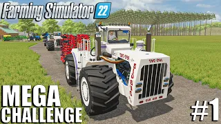 Setting up THE FARM and GETTING STARTED | MEGA Equipment Challenge | Farming Simulator 22 - Ep1