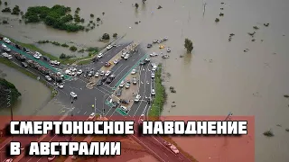 Сильный ливень вызвал наводнение в Австралии. Вода затопила дома, покрыла дороги и смыла машины.