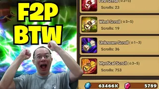 Summoners War - HE SAVED THAT MANY SCROLLS??? 84 DAYS F2P ACCOUNT