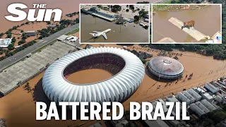World Cup football stadium under water after 'apocalyptic' rain swamps Brazil killing at least 100