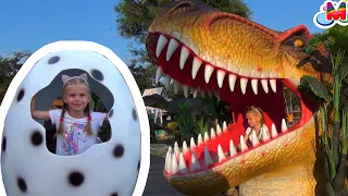 ❤️ ДИНОПАРК  Парк Гигантских Динозавров на Море Анапа 2018 ч3. Park of Giant Dinosaurs for kids Eggs