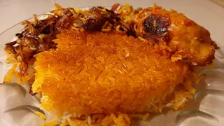 How to make Persian layered chicken and rice with crispy tahdig | easy chicken and rice recipe