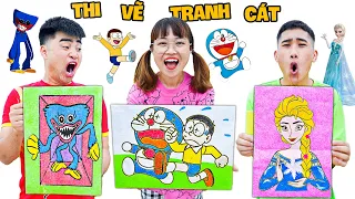 Gấu Đỏ TV - Cuộc Thi Tô Màu Tranh Cát Theo Nhân Vật Huggy Wuggy , Doraemon Và Công Chúa Ellsa