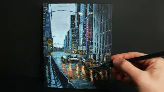 Rainy Cityscape - Acrylic - Painting giveaway [No.4]