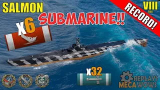 SUBMARINE Salmon 6 Kills & 155k Damage | World of Warships Gameplay