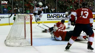 Roberto Luongo makes incredible stick save on Anton Slepyshev