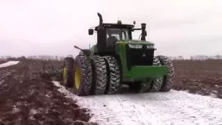 Awesome Big Tractor Power At Work:  2016 Chisel Plowing in the Snow