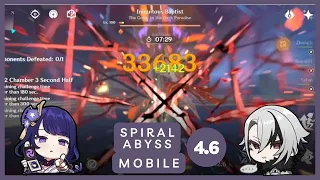 spiral abyss 4.6 mobile floor 12 raiden overload arlecchino vapo | #genshinimpact #spiralabyss