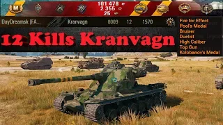 Kranvagn 12 Kills, 1.6k EXP, 8k Dmg 🔝 World of Tanks 🔝 Kranvagn ✔️