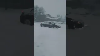 Car getting stuck in snowstorm . ❄️ #shots #canada #winter #2022 #toronto