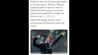 Atalanta stars are having huge impact in the last weeks. Rasmus Hojlund scored 4 goals in Serie A