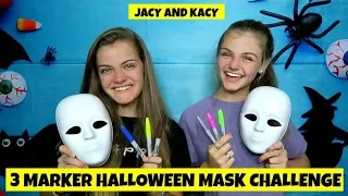 3 Marker Halloween Mask Challenge ~ Fun DIY Masks ~ Jacy and Kacy