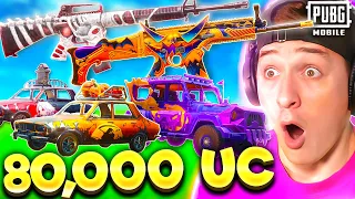 BIGGEST HALLOWEEN CRATE OPENING EVER - 5 MAXED GUNS & CARS | PUBG MOBILE