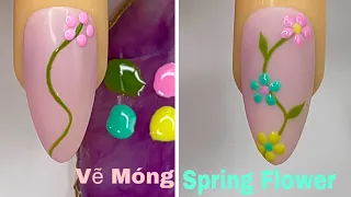 Easy Spring Flower Nails Art For Beginner 💖Vẽ Hoa Chấm Bi  💅New Nails Design 💝 New Nails