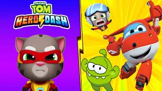 Tom Hero Dash vs Super Wings:Jett Run vs Om Nom Run 2 vs Tom Sky Run.Герои против Лучших Игр Бегалок