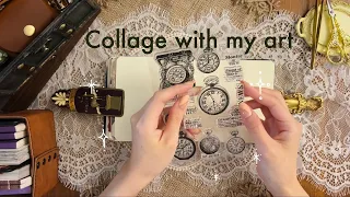 ASMR【Collage with my illustrations】girl illustration, dancer, Relaxing paper sounds, Journal idea