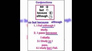 # Conjunctions -  so , but ,  because and  although  - English  Grammar