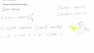 Evaluate the following definite integral int_(pi/2)^pi ( 6sinx - 20cosx ) dx