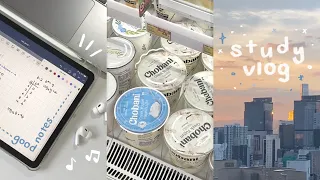 study vlog 🎧 6am morning, library, how I organize, grocery shopping ☁️
