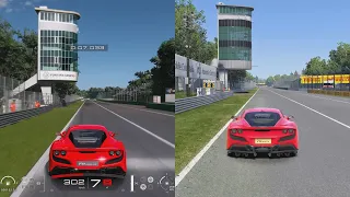 F1 22 vs Gran Turismo 7 - Ferrari F8 Tributo at Monza (Cockpit, Chase and Replay View)