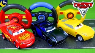 Remote Control Disney Cars 3 Toys! RC Lightning McQueen Jackson Storm Cruz Ramirez Race Crash Toys