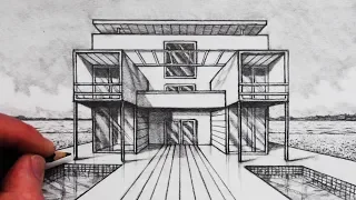 How to Draw Buildings in 1-Point Perspective: Cube House