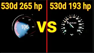 BMW 530d E39 193 hp vs BMW 530d 2018 265 hp DRAG RACE 0 250 km/h