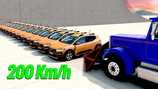 12 DACIA STEPWAY vs TRUCK PLOW! 200 Km/H CRASH TEST! - BeamNG