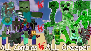 ALL Creeper vs ALL Zombies | Minecraft Mob Battle
