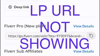 fiverr affiliate LP URL  Not showing problem solve 100%