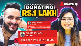 Donating RS 1,00,000 to streamers with 0 WATCHING if they do the DARE !! *Shave head on Stream*