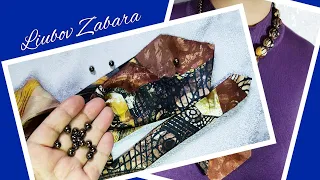 ИЗ ГАЛСТУКА И БУСИН ОРИГИНАЛЬНОЕ УКРАШЕНИЕ.TIE AND BEADS ORIGINAL DECORATION. Украшение на шею.