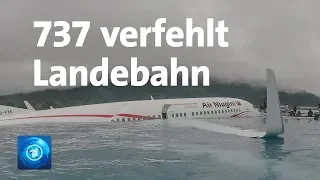 Lagune statt Landebahn: Passagierflugzeug landet im Wasser